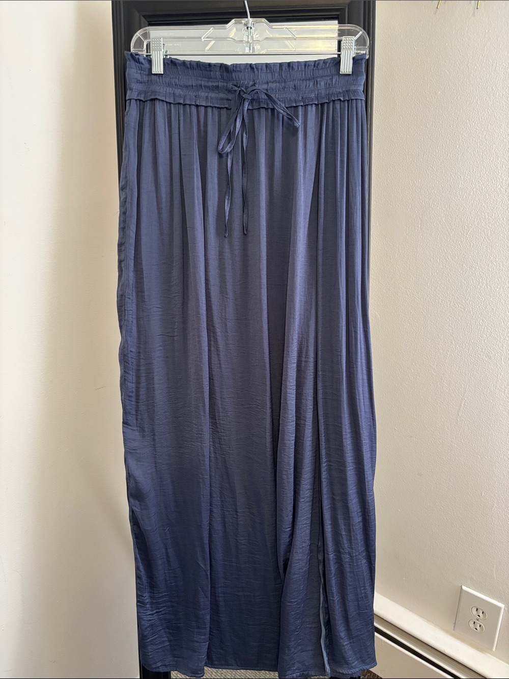 Hem & Thread Navy Blue Drawstring Maxi Skirt